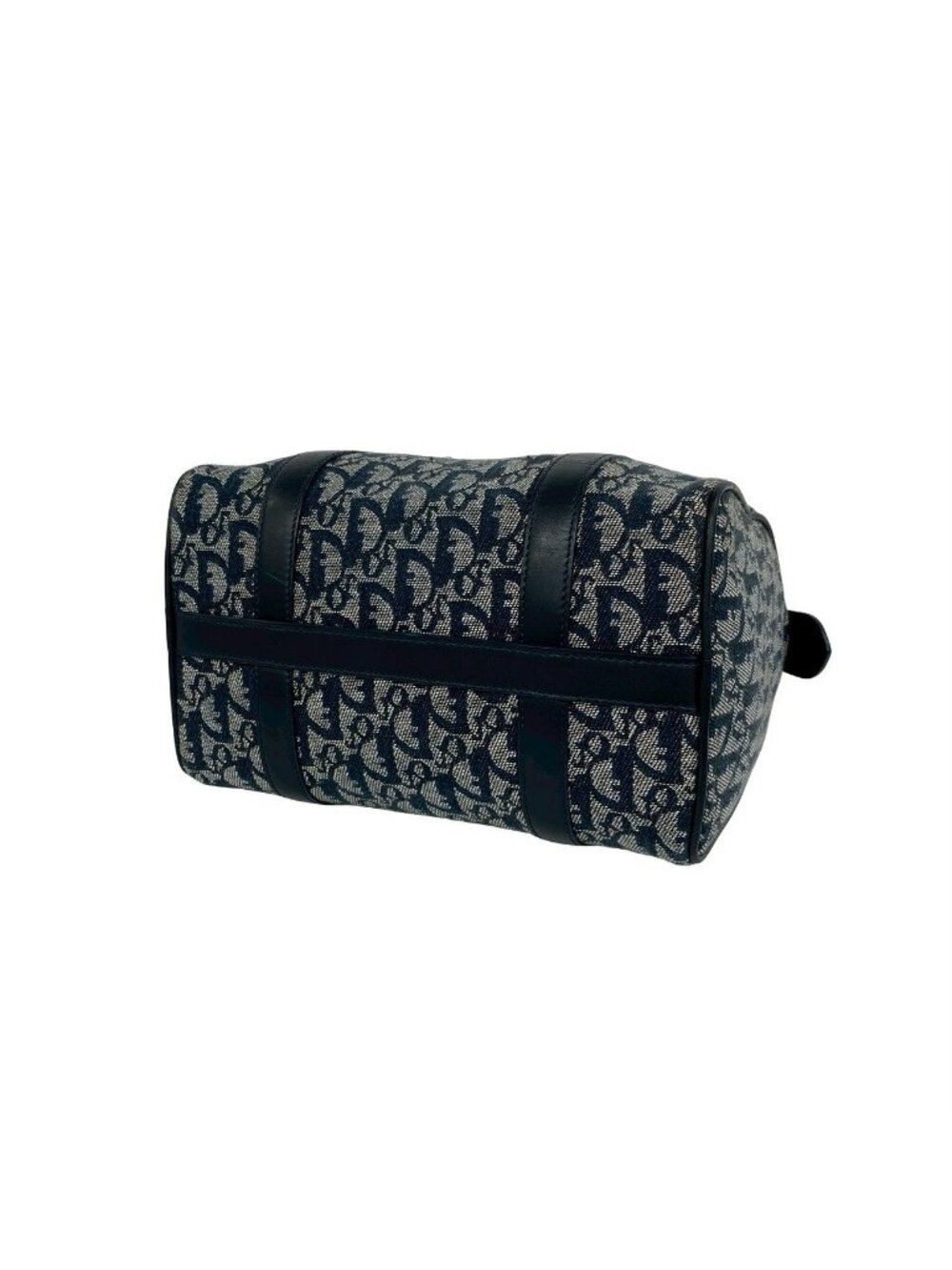 ★SOLD★ Dior Trotter Pattern Canvas Leather Mini Boston Bag Navy - Picture 8 of 10